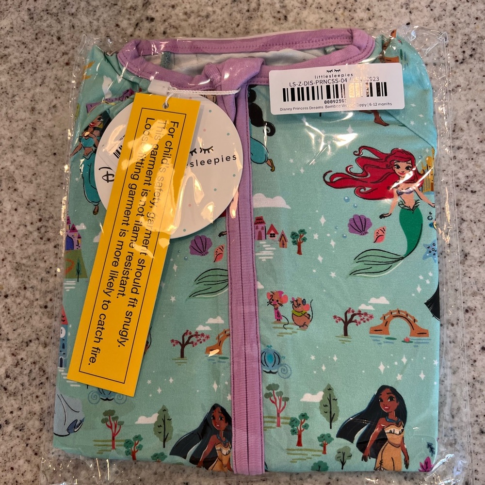 Little Sleepies x Disney Zippy bamboo princess dreams 6-12 months baby girl - Picture 2 of 5